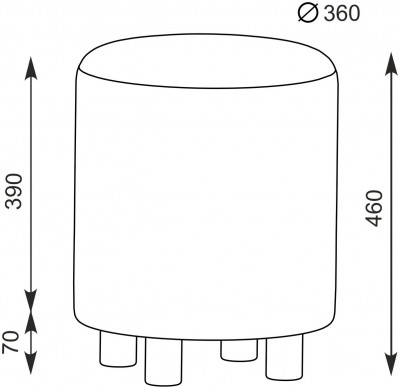 Банкетка 6-5137ТКШтем.серый Марта, цвет ткань тёмно-серая, ШхГхВ 36х36х46 см.(круглая банкетка на трёх ножках)