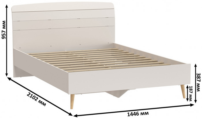 Афина Спальня 06-1400, цвет кашемир серый, сп.м. 1400х2000 мм., б/м, основание есть - фанера