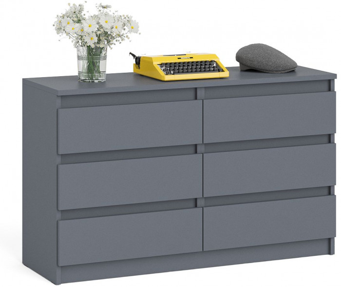 Мори Комод МК1200.6, цвет графит, ШхГхВ 120,4х41х73 см.