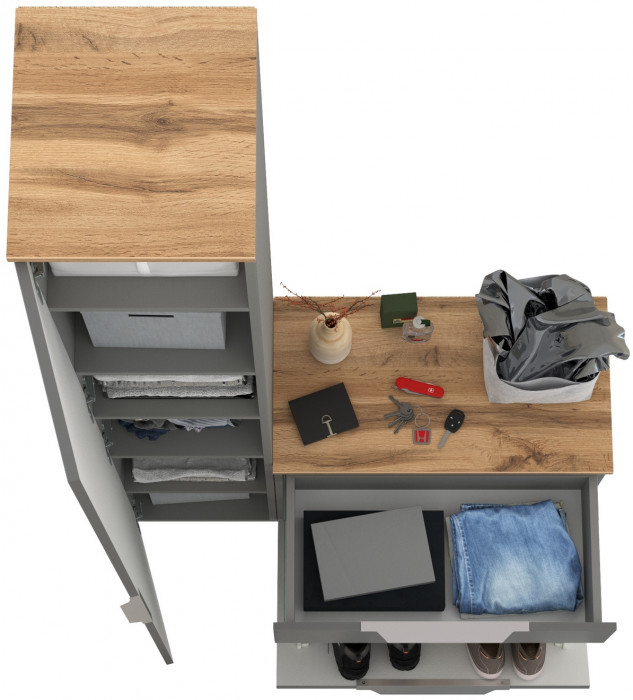 Октава Прихожая 13, серый графит/дуб крафт золотой/фасады МДФ серый графит