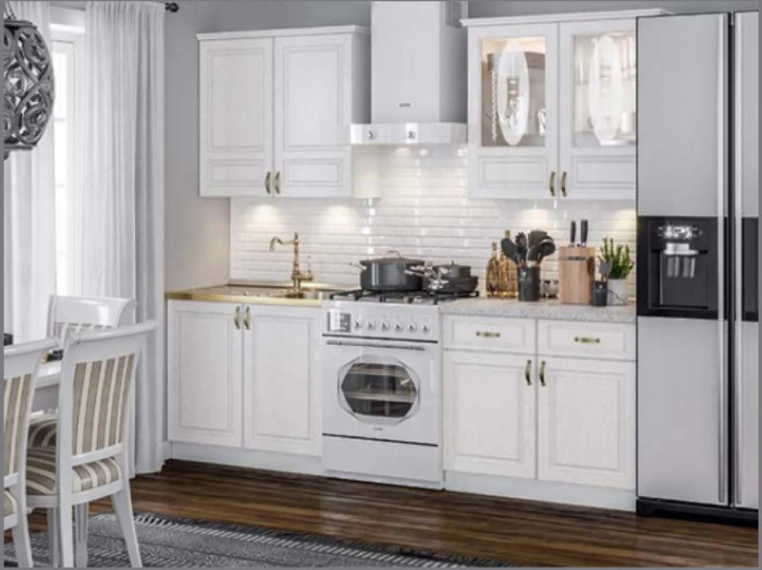 Кухня МДФ Констанция 1600/900 компоновка №1 (Трюфель, Белый)