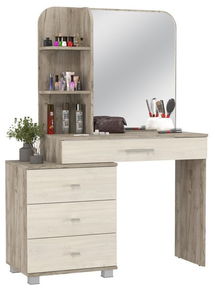 Трюмо 4-25100дкс/скан.д.б. Оливия, дуб крафт серый/скандинавское дерево белое