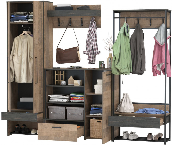 Трувор Прихожая 233, дуб гранж песочный/интра