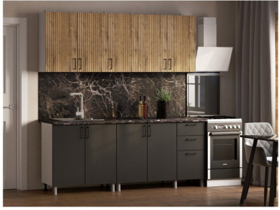 Кухонный гарнитур 2,0м Кантри Дуб канадский/Карбон вулкан