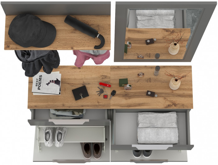 Октава Прихожая 39, серый графит/дуб крафт золотой/фасады МДФ серый графит