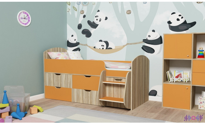 Кровать-чердак Малыш 7 (Винтерберг/Белое дерево)