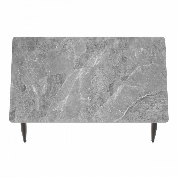 Обеденный стол Мебель--24 DT-27, цвет серый мрамор(глянцевая), ШхГхВ 120х70х75 см., столешница камень 10,5 мм., ножки металл, макс. нагрузка 80 кг.