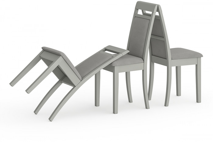 Три стула Мебель--24 Гольф-12 разборных, цвет серый, обивка ткань велюр серый 63, ШхГхВ 40х40х100 см., от пола до верха сиденья 47 см.(мягкая спинка)