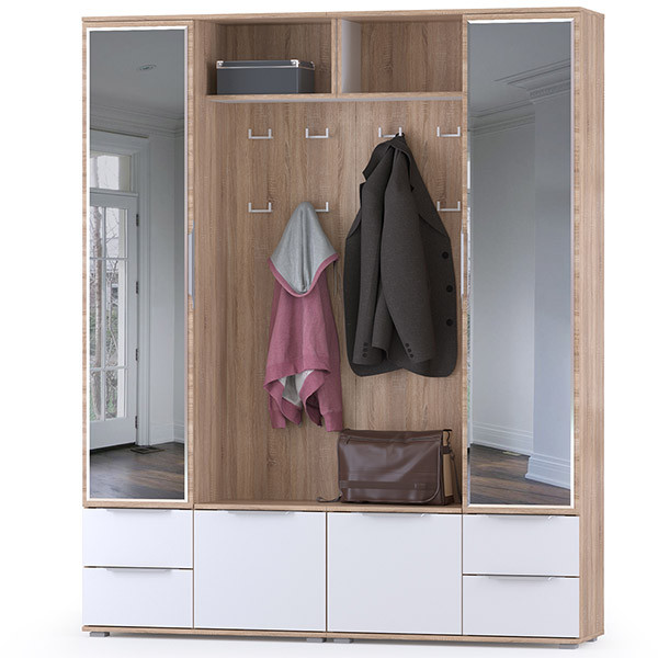 Куба Прихожая 17, цвет дуб сонома/белый премиум, ШхГхВ 172,8х38,3х210,6 см., универсальная сборка