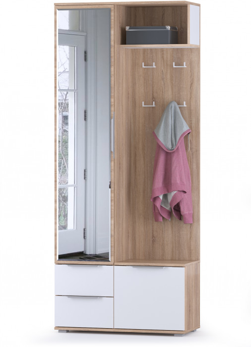 Куба Прихожая 17, цвет дуб сонома/белый премиум, ШхГхВ 172,8х38,3х210,6 см., универсальная сборка