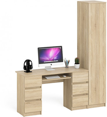 Мори Стол компьютерный МС-2 + Пенал МШ400.1, цвет дуб сонома, ШхГхВ 175,8х50,4х209,6 см., универсальная сборка