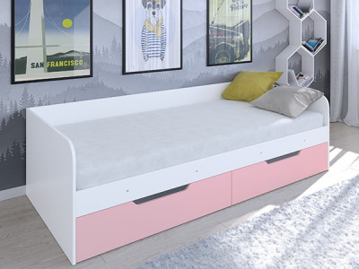 Кровать Астра одноярусная Белый/Розовый