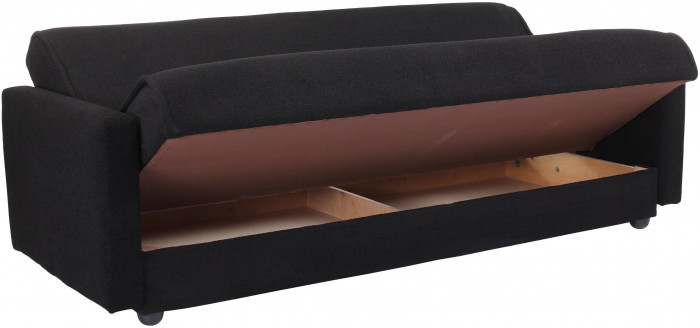 Раскладной диван-кровать, прямой, книжка, цвет черный, Милан 120