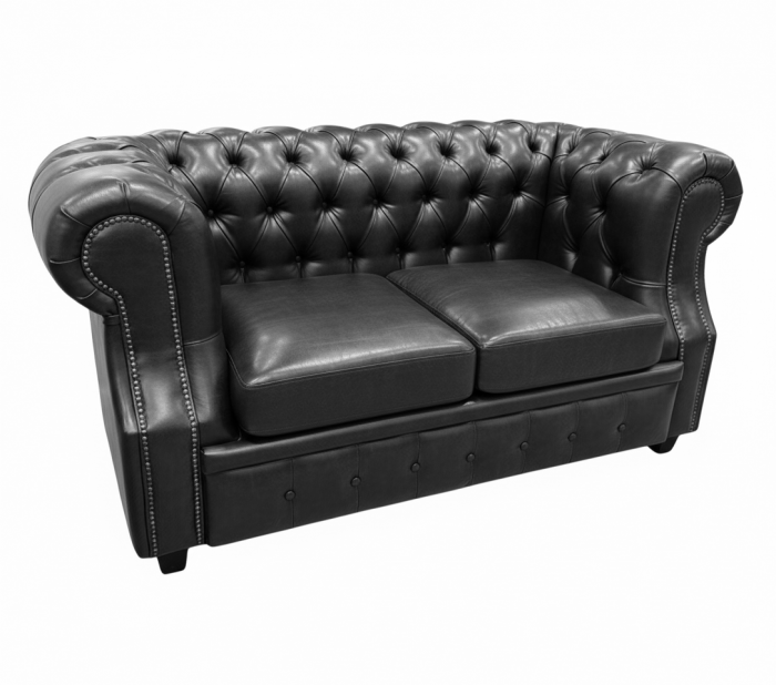 Диван Честер ЛОФТ 2-х местный, черный