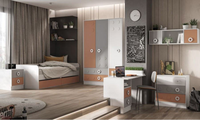 ТУРБО СТ 01 Стол письменный (1200х743х597) корпус белый/шарлиз кашемир/терракота