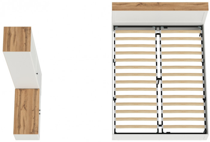 Остин 11.53 Кровать + ортопед + 13.227 Шкаф-пенал + 13.257 Тумба, белый шагрень/дуб крафт золотой