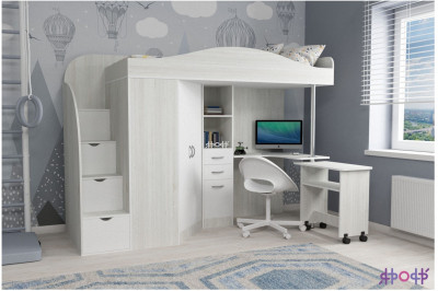 Кровать-чердак Юниор 4 (Винтерберг/Белое дерево)