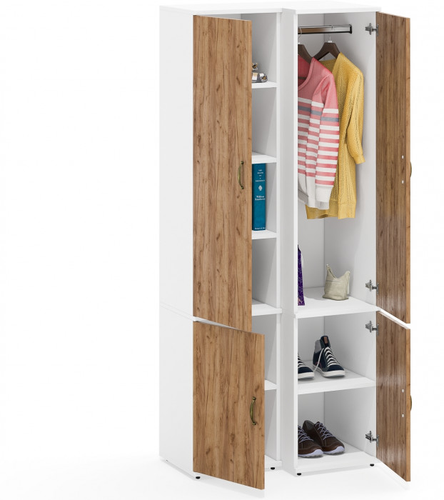 Лидер-8 Модуль Пенал МД 22Б + Пенал МД 23Б, белый шагрень/крафт золото