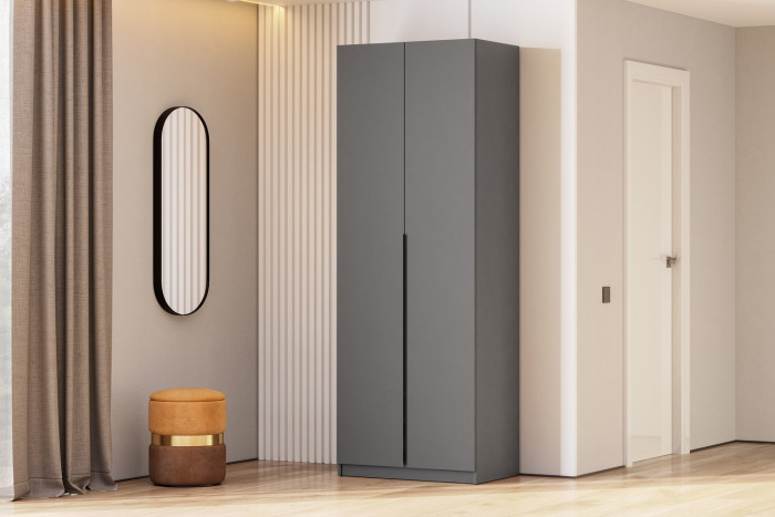 Шкаф распашной с наполнением (5 полок + 2 ящика) ШК 5 (800), Графит