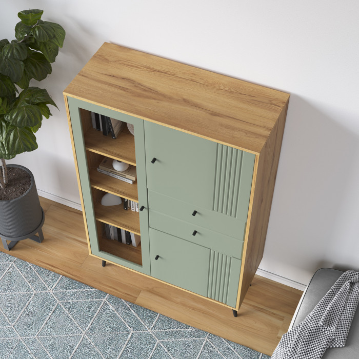 Шкаф низкий (1 стеклодверь) Вега Саксония