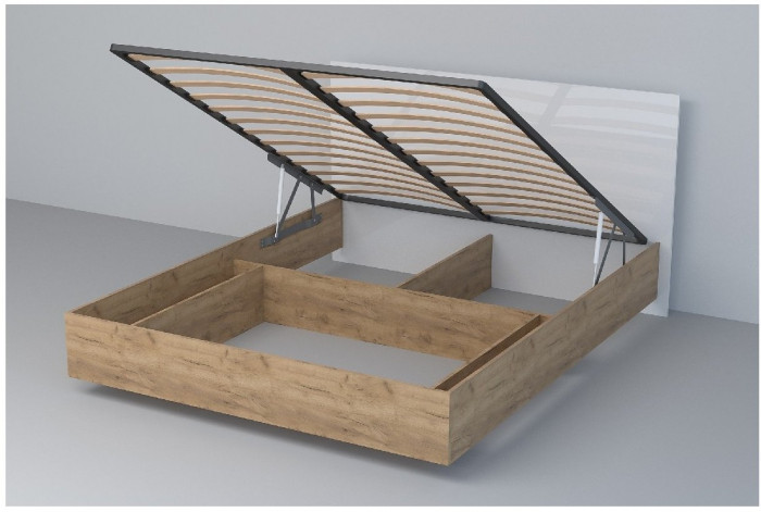 Кровать 1,4 арт.031 (ЛДСП) ПМ. (Бетон Светлый/Камень Темный)