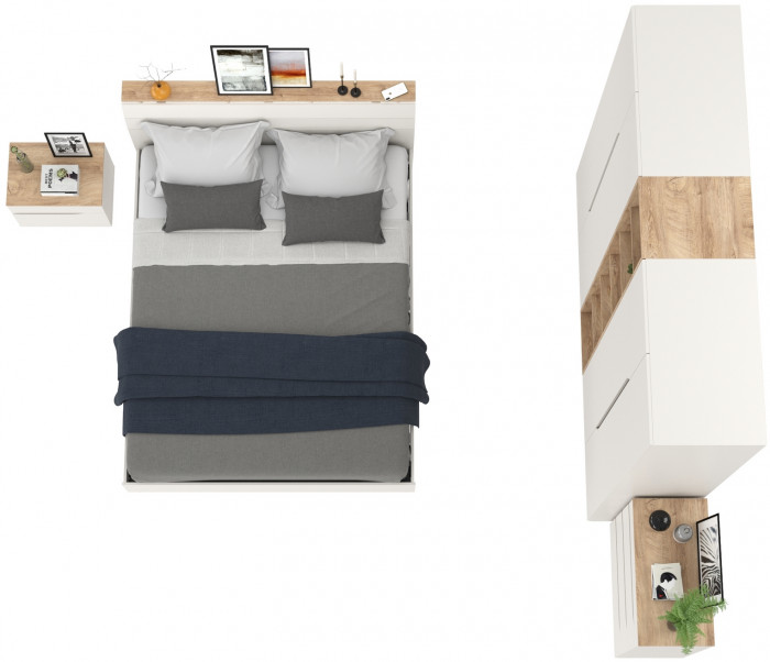 Муссон Спальня № 15, цвет белый/дуб эндгрейн элегантный, ортопед, сп. м. 1600х2000 мм., б/м