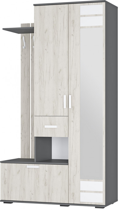 Прихожая Лира ПР-04, Графит, Дуб крафт белый