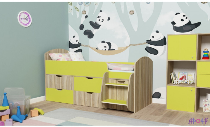 Кровать-чердак Малыш 7 (Винтерберг/Ясень Анкор темный)