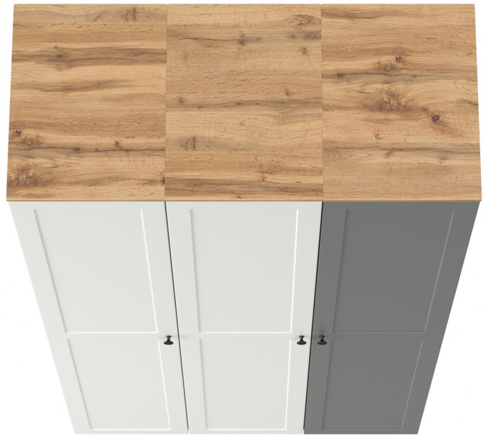 Остин 13.225 Шкаф-пенал 3 шт., белый шагрень/серый графит/дуб крафт золотой