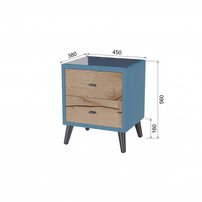 Тумба прикроватная интерьерная Ланс светло-голубой/мдф дуб канадский