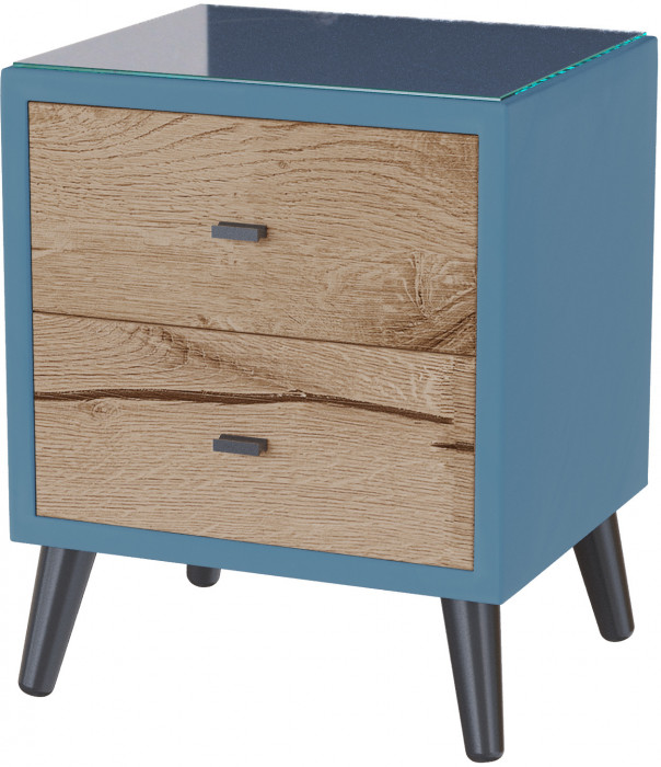 Тумба прикроватная интерьерная Ланс светло-голубой/мдф дуб канадский