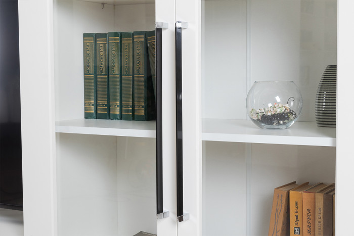 Валенсия Гостиная № 116, цвет ЛДСП белый шагрень/МДФ белый шагрень, ШхГхВ 272,3х38,4х225,2 см., универсальная сборка