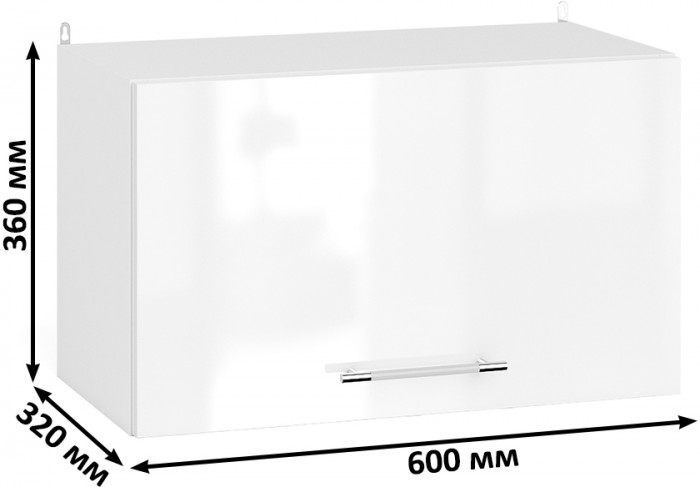 Кухня Мебель--24 ШВГ600 Шкаф горизонтальный 60 см., корпус белый/фасад МДФ белый глянец