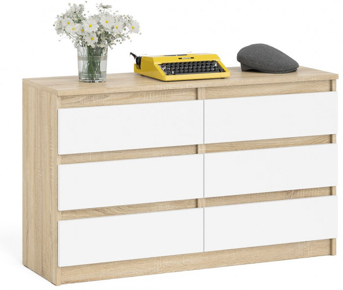 Мори Комод МК1200.6, цвет дуб сонома/белый, ШхГхВ 120,4х41х73 см.