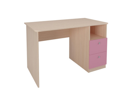 Стол письменный Дуб молочный/Розовый