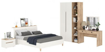 Муссон Спальня № 16, цвет белый/дуб эндгрейн элегантный, ортопед, сп. м. 1600х2000 мм., б/м