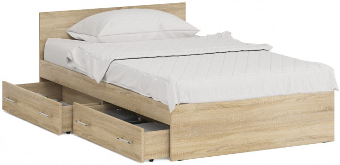 Стандарт Кровать с ящиками 1200, дуб сонома