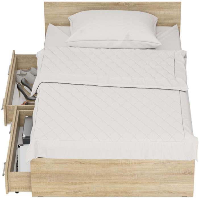 Стандарт Кровать с ящиками 1200, дуб сонома