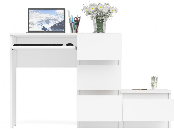 Мори компьютерный стол МС-6 правый + Тумба ТМП400.1, белый