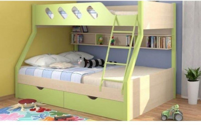 Дельта-20.02 Детская двухъярусная кровать, Салатовый