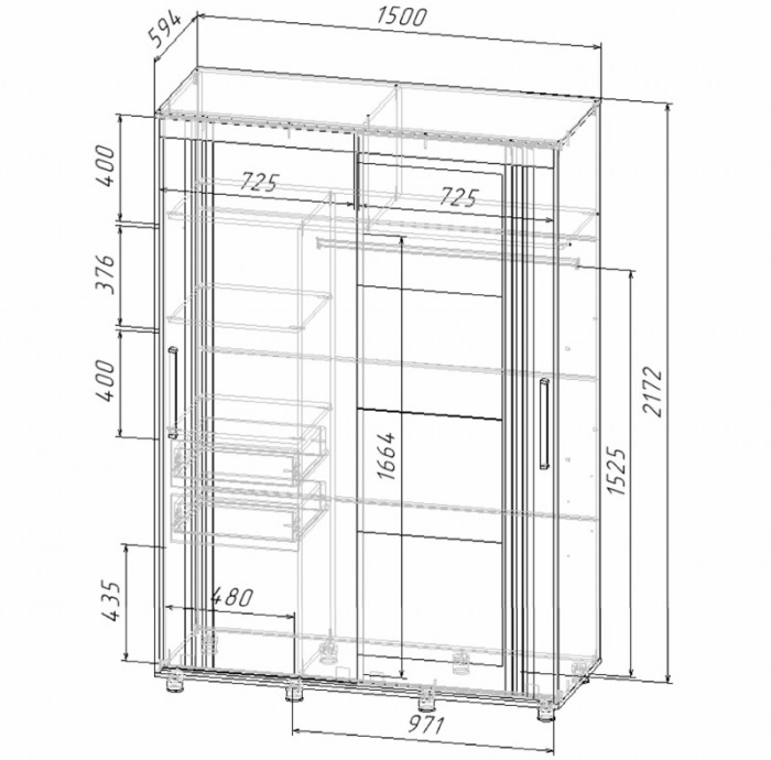 Форест Шкаф-купе 1500, крафт золотой