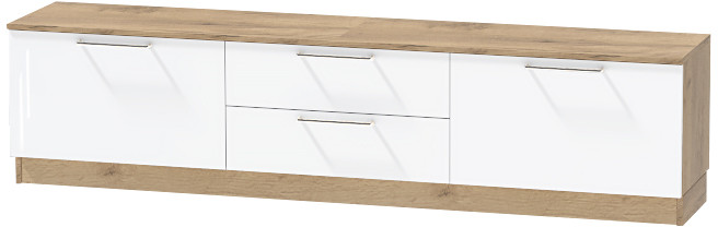 Тумба-4 под ТВ напольная "Иннэс-7", Крафт золотой/Белый глянец