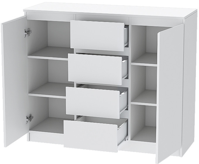 Кэт-1 Комод 2-Ств./Ящики, Белый/Белый