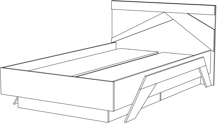 Кровать двуспальная 160х200 "Скандинавия" с щитовым основанием - Антрацит/Дуб наварра