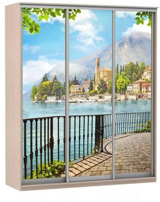 Шкаф купе Модерн 2076х600 3-х дверный 3-х секционный фотопечать №4 ясень