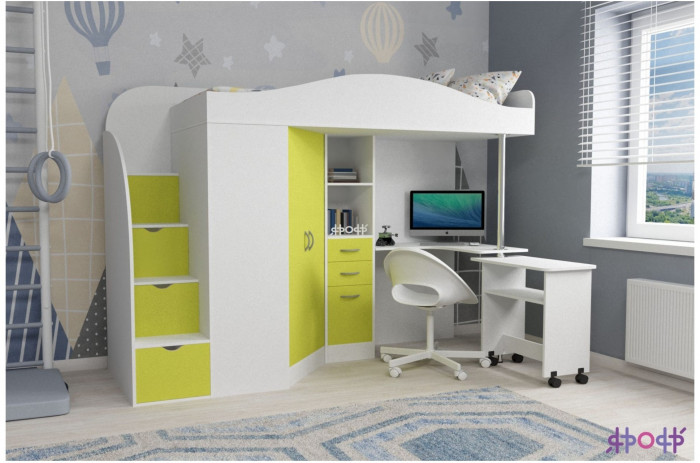 Кровать-чердак Юниор 4 (Винтерберг/Ясень Анкор темный)