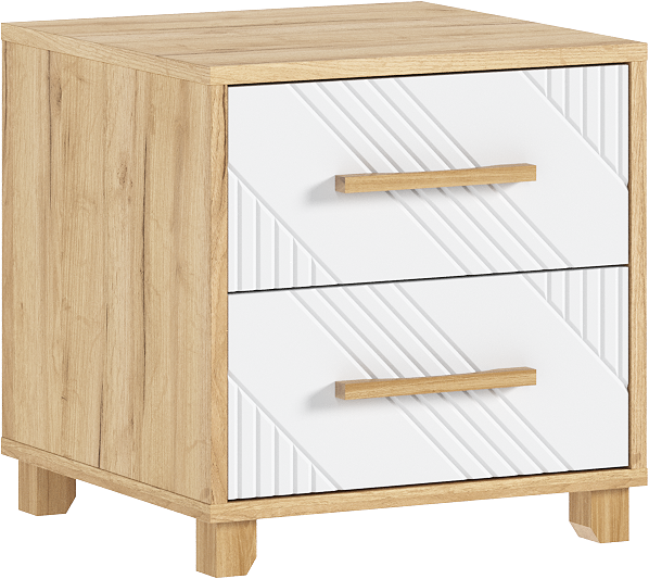 Ирис Тумбы прикроватные, браш вайт/дуб крафт (2шт)