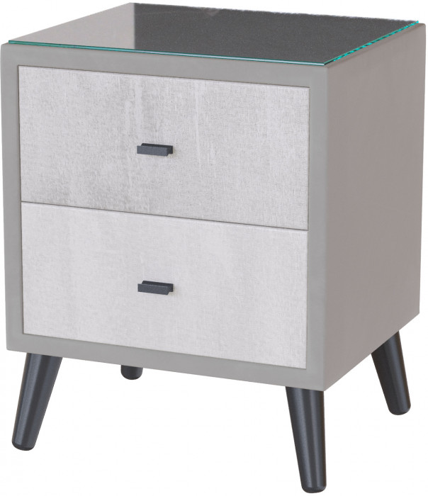 Тумба прикроватная интерьерная Ланс светло-серый/мдф холст белый