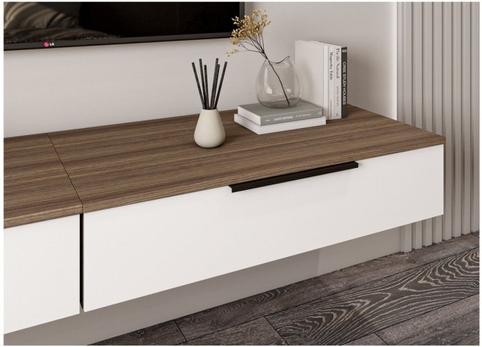 МС Роза Тумба подвесная 900.2, Ройс+ ручка скоба, Орех Франклин карамель/Пудра скин