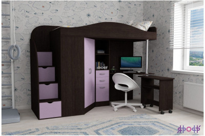 Кровать-чердак Юниор 4 (Венге/Ирис)